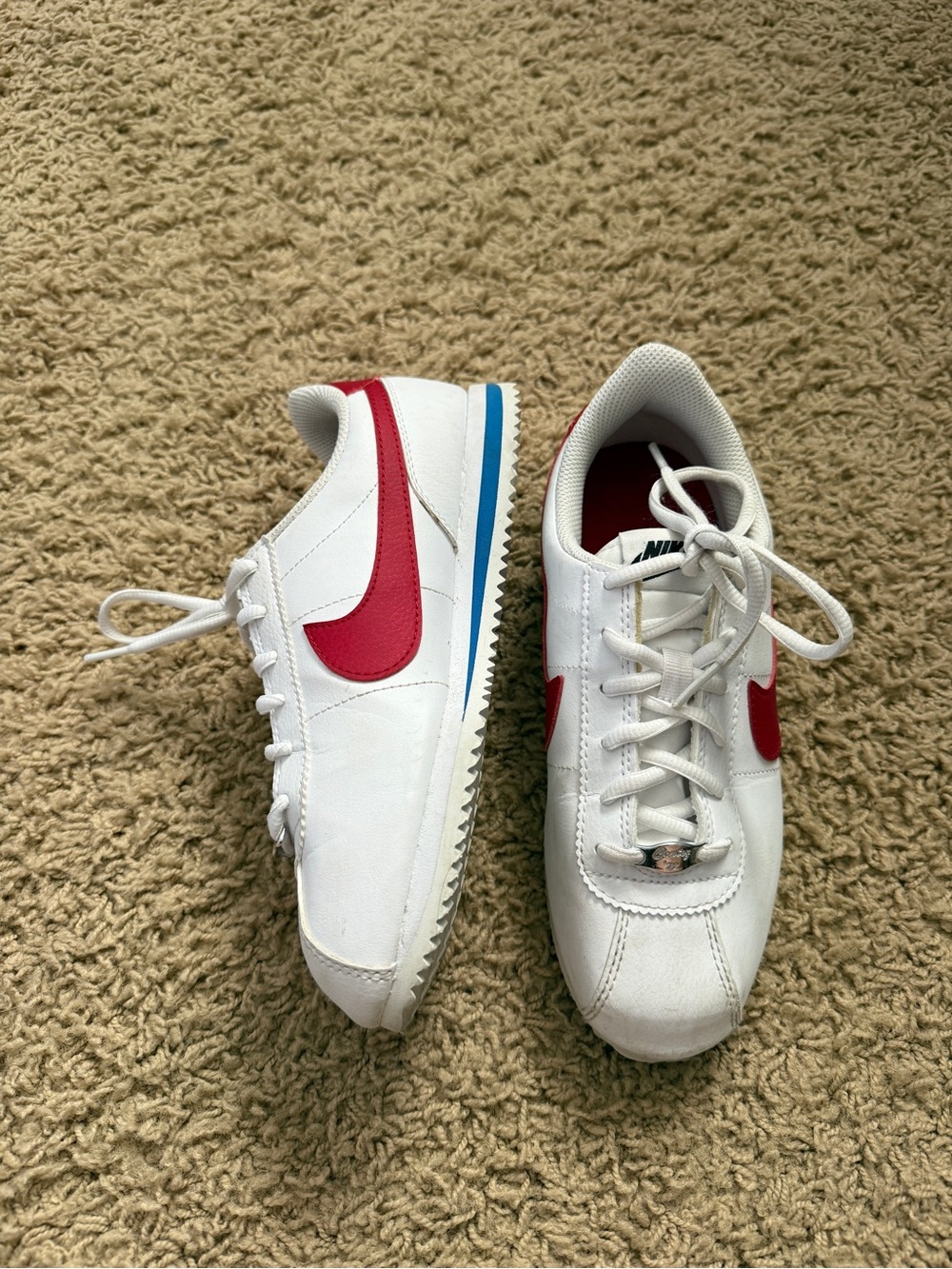 Nike Kids' Classic Cortez White & Red Sneaker 5Y